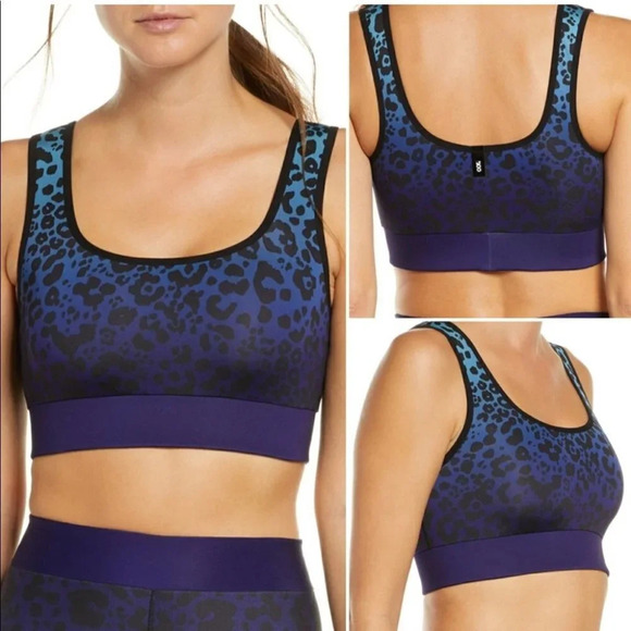 Ultracor Leopard Animal Print Sports Bra Womens Size XS Black Blue Cheetah COR - Picture 8 of 8